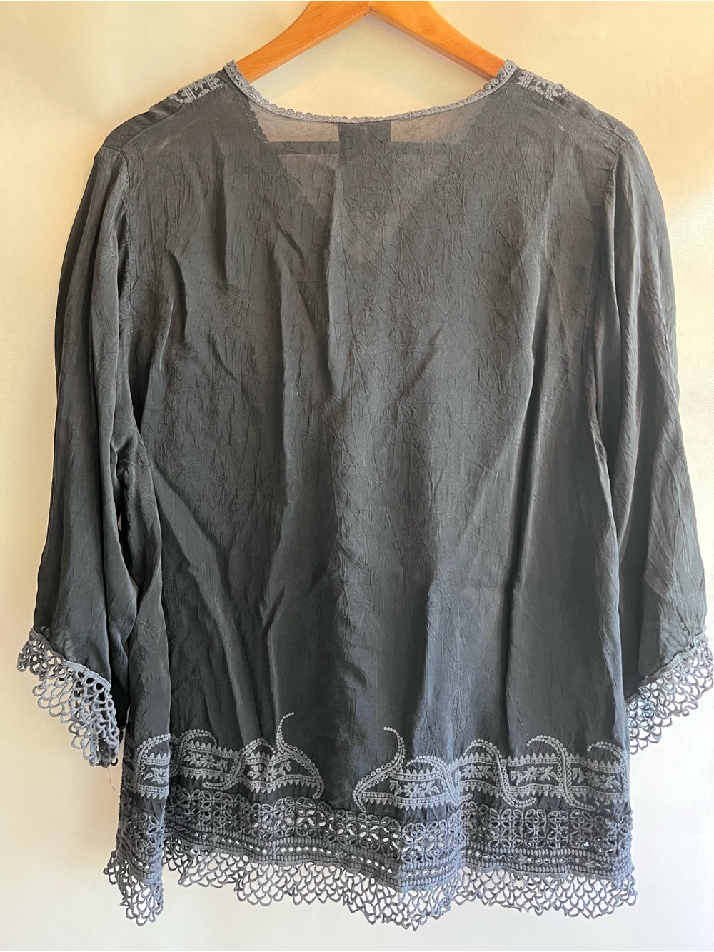 Johnny Was Black Embroidered Tunic Top Eyelet - Picture 6 of 11
